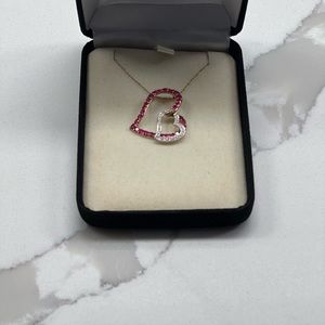 Kay Jewelers Double Heart Rubies Gold Necklace